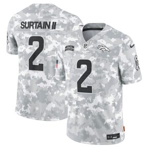 Men's Denver Broncos Patrick Surtain II  Arctic Camo 2024 Salute to Service Limited Jersey