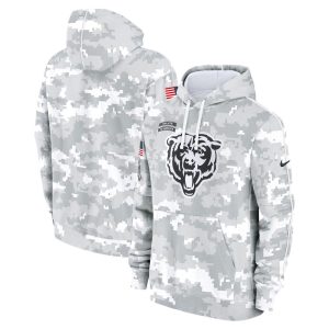 Men's Chicago Bears  Arctic Camo 2024 Salute To Service Big & Tall Club Fleece Pullover Hoodie