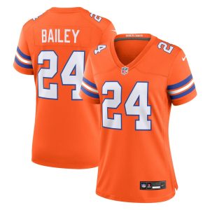 Women's Denver Broncos Champ Bailey  Orange Mile High Collection 1977 Throwback Retired Player Game Jersey