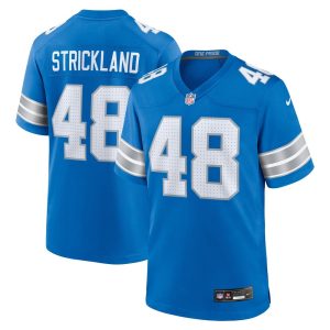 Men's Detroit Lions Loren Strickland   Blue Game Jersey