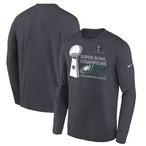 Youth Philadelphia Eagles   Anthracite Super Bowl LIX Champions Locker Room Trophy Collection Long Sleeve T-Shirt