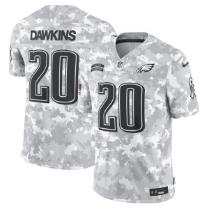Men's Philadelphia Eagles Brian Dawkins  Arctic Camo 2024 Salute to Service Retired Player Limited Jersey