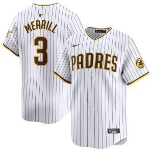 Men's San Diego Padres #3 Jackson Merrill White Stitched MLB Jersey