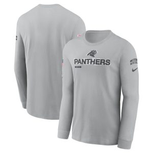 Men's Carolina Panthers  Gray 2024 Salute To Service Long Sleeve T-Shirt