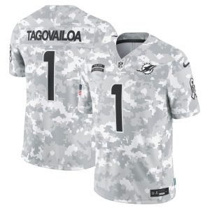 Men's Miami Dolphins Tua Tagovailoa  Arctic Camo 2024 Salute to Service Limited Jersey