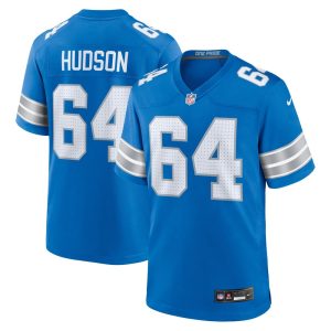 Men's Detroit Lions Bryan Hudson   Blue Game Jersey