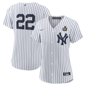 Women's New York Yankees #22 Juan Soto  White 2024 World Series Home Replica Player Jersey
