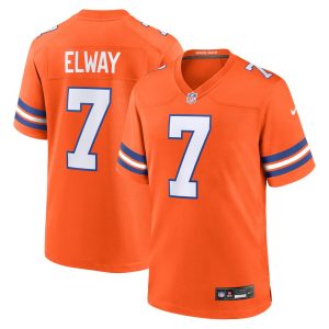 Men's Denver Broncos John Elway  Orange Mile High Collection 1977 Throwback Retired Player Game Jersey