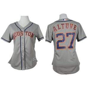 Astros #27 Jose Altuve Grey Road Women's Stitched MLB Jersey