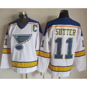 Blues #11 Brian Sutter White/Yellow CCM Throwback Stitched NHL Jersey