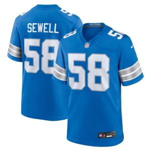 Men's Detroit Lions #58 Penei Sewell  Blue Game Jersey