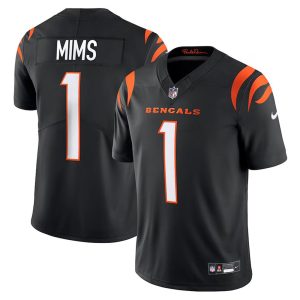 Men's Cincinnati Bengals #1 Amarius Mims  Black 2024 NFL Draft First Round Pick Player F.U.S.E. Vapor Untouchable Limited Stitched Football Jersey