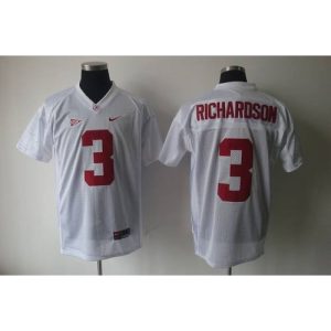 Crimson Tide #3 Trent Richardson White Stitched NCAA Jersey