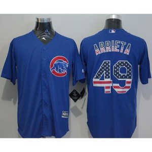 Cubs #49 Jake Arrieta Blue USA Flag Fashion Stitched MLB Jersey