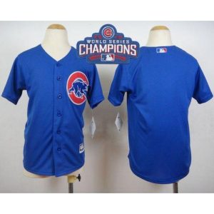 Cubs Blank Blue Alternate 2016 World Series Champions Stitched Youth MLB Jersey