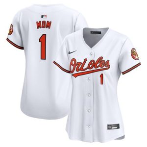 Women's Baltimore Orioles  White #1 Mom Home Limited Jersey