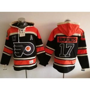 Flyers #17 Wayne Simmonds Black Sawyer Hooded Sweatshirt Stitched NHL Jersey