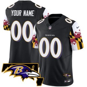 Men's Baltimore Ravens Active Player Custom Black 2025 F.U.S.E. Maryland Flag V2 Vapor Limited Football Jersey