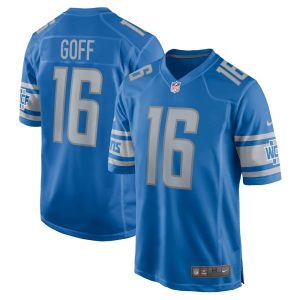 Men's Detroit Lions #16 Jared Goff  Blue Game Jersey