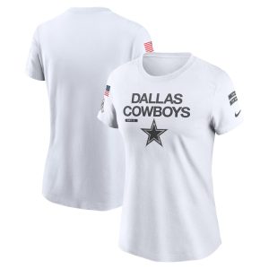 Women's Dallas Cowboys   White 2024 Salute To Service Legend Performance T-Shirt