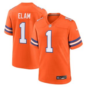 Men's Denver Broncos Jason Elam  Orange Mile High Collection 1977 Throwback Retired Player Game Jersey