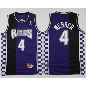 Kings #4 Chris Webber Purple/Black Throwback Stitched NBA Jersey