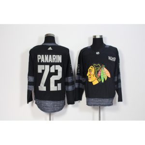 Men's  Chicago Blackhawks #72 Artemi Panarin Black 1917-2017 100th Anniversary Stitched NHL Jersey