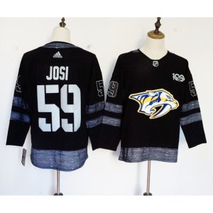 Men's  Nashville Predators #59 Roman Josi Black 1917-2017 100th Anniversary Stitched NHL Jersey