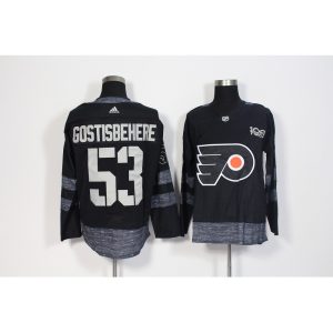 Men's  Philadelphia Flyers #53 Shayne Gostisbehere Black 1917-2017 100th Anniversary Stitched NHL Jersey