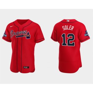 Men's Atlanta Braves #12 Jorge Soler 2021 Red World Series Champions Flex Base Stitched Jersey