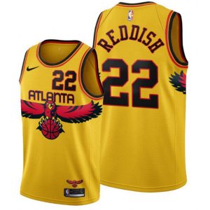 Men's Atlanta Hawks #22 Cam Reddish 2021/22 Yellow City Edition Stitched Jersey