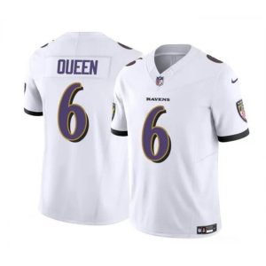 Men's Baltimore Ravens #6 Patrick Queen White 2023 F.U.S.E. Vapor Limited Football Jersey