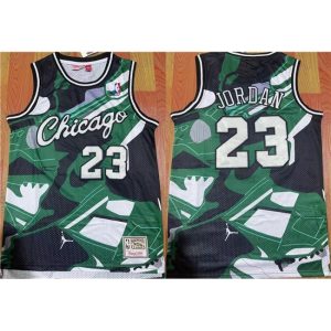 Men's Chicago Bulls #23 Michael Jordan Green/White/Black Stitched Basketball Jersey