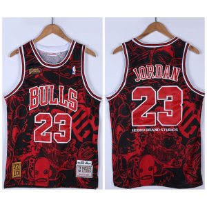 Men's Chicago Bulls #23 Michael Jordan Red/Black 1995-96 Throwback Stitched Jersey