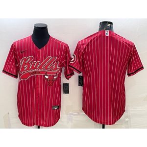 Men's Chicago Bulls Blank Red Cool Base Stitched Baseball Jersey