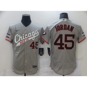 Men's Chicago White Sox #45 Michael Jordan Grey Flex Base Stitched Jersey