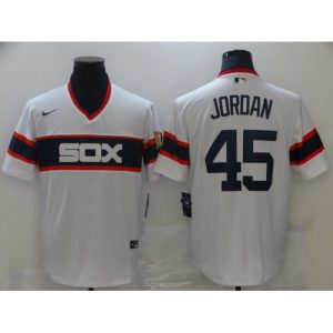 Men's Chicago White sox #45 Michael Jordan White Throwback Stitched Jersey