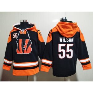 Men's Cincinnati Bengals #55 Logan Wilson Orange/Black Ageless Must-Have Lace-Up Pullover Hoodie