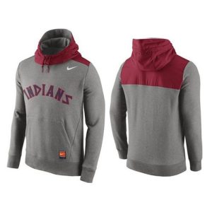 Men's Cleveland indians  Gray Cooperstown Collection Hybrid Pullover Hoodie