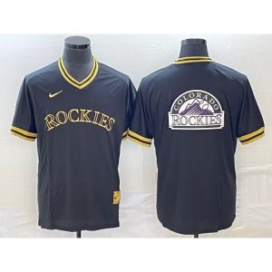 Men's Colorado Rockies Black Team Big Logo Stitched Baseball Jersey