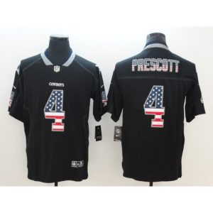 Men's Dallas Cowboys #4 Dak Prescott Black 2018 USA Flag Color Rush Limited Fashion NFL Stitched Jersey
