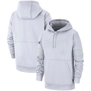 Men's Dallas Cowboys White 2019 100th Season Sideline Platinum Therma Pullover Hoodie