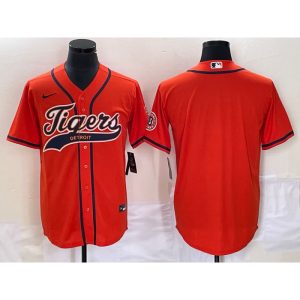 Men's Detroit Tigers Blank Orange Cool Base Stitched Baseball Jersey