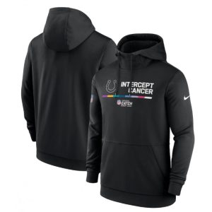 Men's Indianapolis Colts 2022 Black Crucial Catch Therma Performance Pullover Hoodie