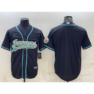 Men's Jacksonville Jaguars Blank Black With Patch Cool Base Stitched Baseball Jersey