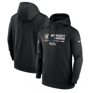 Men's Las Vegas Raiders 2022 Black Crucial Catch Therma Performance Pullover Hoodie