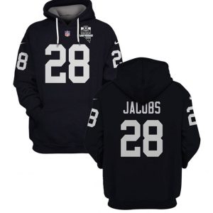 Men's Las Vegas Raiders #28 Josh Jacobs 2021 Inaugural Patch Black Pullover Hoodie