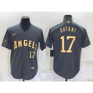 Men's Los Angeles Angels #17 Shohei Ohtani 2022 All-star Charcoal Cool Base Stitched Jersey
