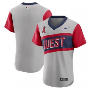 Men's Los Angeles Angels Blank 2021 Grey Little League Classic Road Flex Base Stitched MLB Jersey