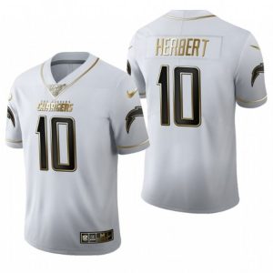 Men's Los Angeles Chargers #10 Justin Herbert Golden/White Limited Stitched Football Jersey